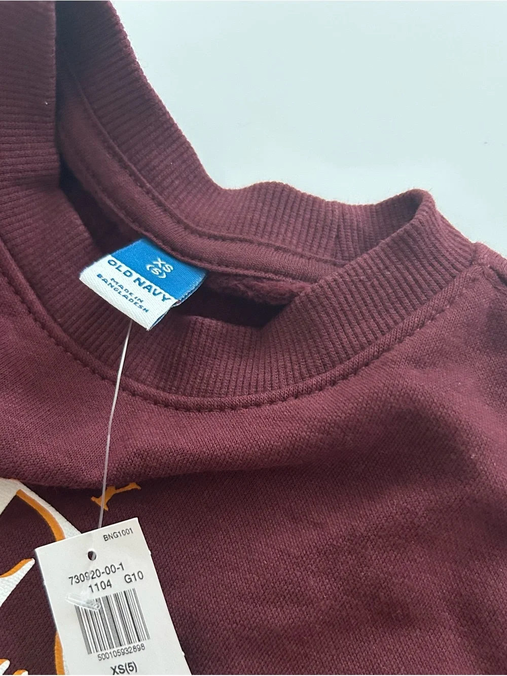 Old Navy Maroon Burgundy Stay Fresh Graphic Crewneck Sweatshirt XS 5 NWT
